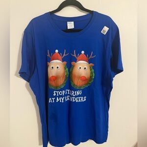 Port and Company Blue Reindeer Graphic Tee